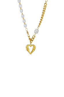 Gold Plated Freshwater Pearl Chunky Heart Necklace