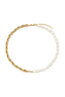 Gold Plated Pearl Twisted Chain Necklace