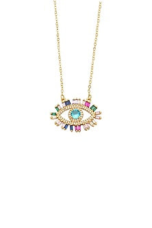 Gold Plated Multi-Colored Zircon Evil-Eye Necklace