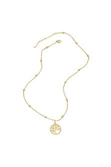 Gold Plated Zircon Round Tree Of Life Necklace