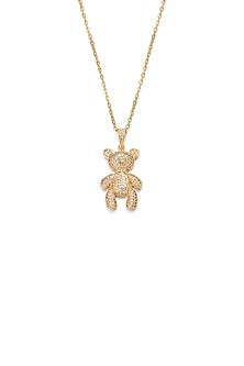 Gold Plated Zircon Teddy Bear Necklace