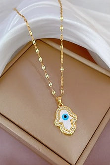 Gold Plated Diamond Evil-Eye Necklace