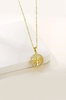 Gold Plated Diamond Mini Tree Of Life Necklace