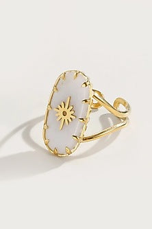 Gold Plated Natural White Stone Ring