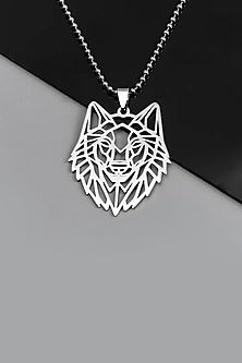 Silver Finish Wolf Necklace