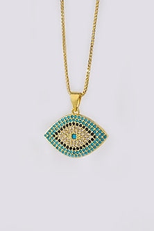 Gold Plated Blue Zircon Evil Eye Necklace