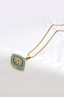 Gold Plated Blue Zircon Evil Eye Necklace