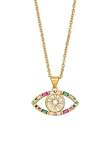 Gold Plated Multi-Colored Zircon Evil Eye Necklace