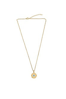 Gold Plated Multi-Colored Zircon Evil Eye Round Necklace