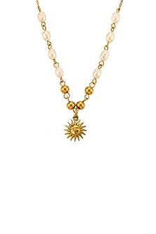 Gold Plated Freshwater Pearl Sun Necklace