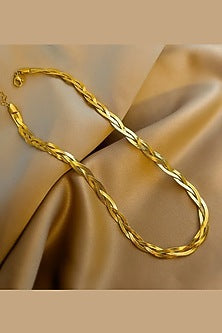 Gold Plated Snake Herringbone Chain Necklace