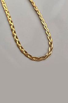 Gold Plated Snake Herringbone Chain Necklace