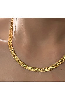 Gold Plated Snake Herringbone Chain Necklace