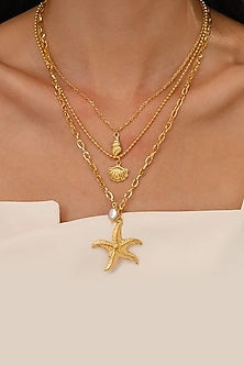 Gold Plated Beach Shell Layered Necklace