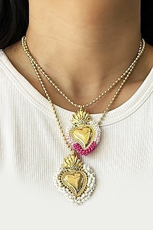 Gold Plated Pearl Heart Necklace
