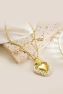 Gold Plated Pearl Heart Necklace