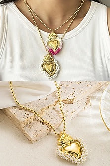 Gold Plated Pearl Heart Necklace