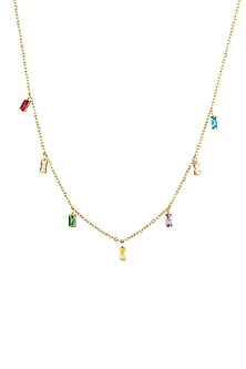 Gold Plated Multi-Colored Zircon Necklace