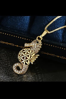 Gold Plated Zircon Seahorse Pendant Necklace