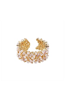Gold Plated Pearl & Zircon Ring