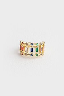 Gold Plated Multi-Colored Zircon Ring