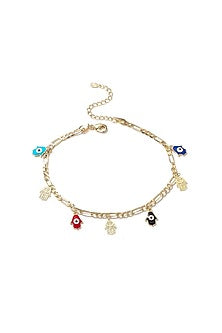 Gold Plated Evil Eye & Hamsa Protection Anklet