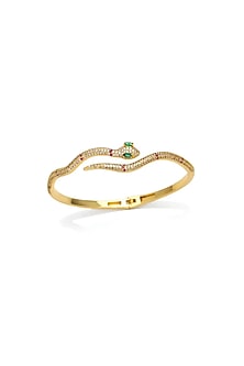 Gold Plated Green Zircon Serpent Snake Bangle
