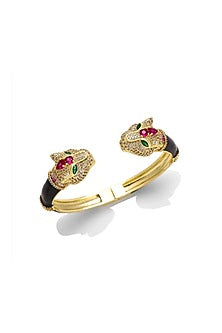 Gold Plated Multi-Colored Zircon Panther Bangle