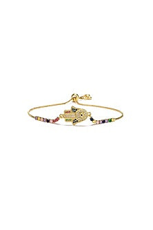 Gold Plated Multi-Colored Zircon Evile-Eye Bracelet