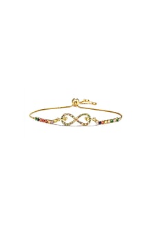 Gold Plated Multi-Colored Zircon Infinity Heart Bracelet