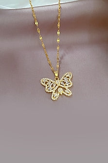 Gold Plated Diamond Butterfly Necklace
