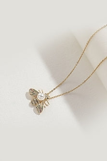 Gold Plated Multi-Colored Zircon Bee Necklace