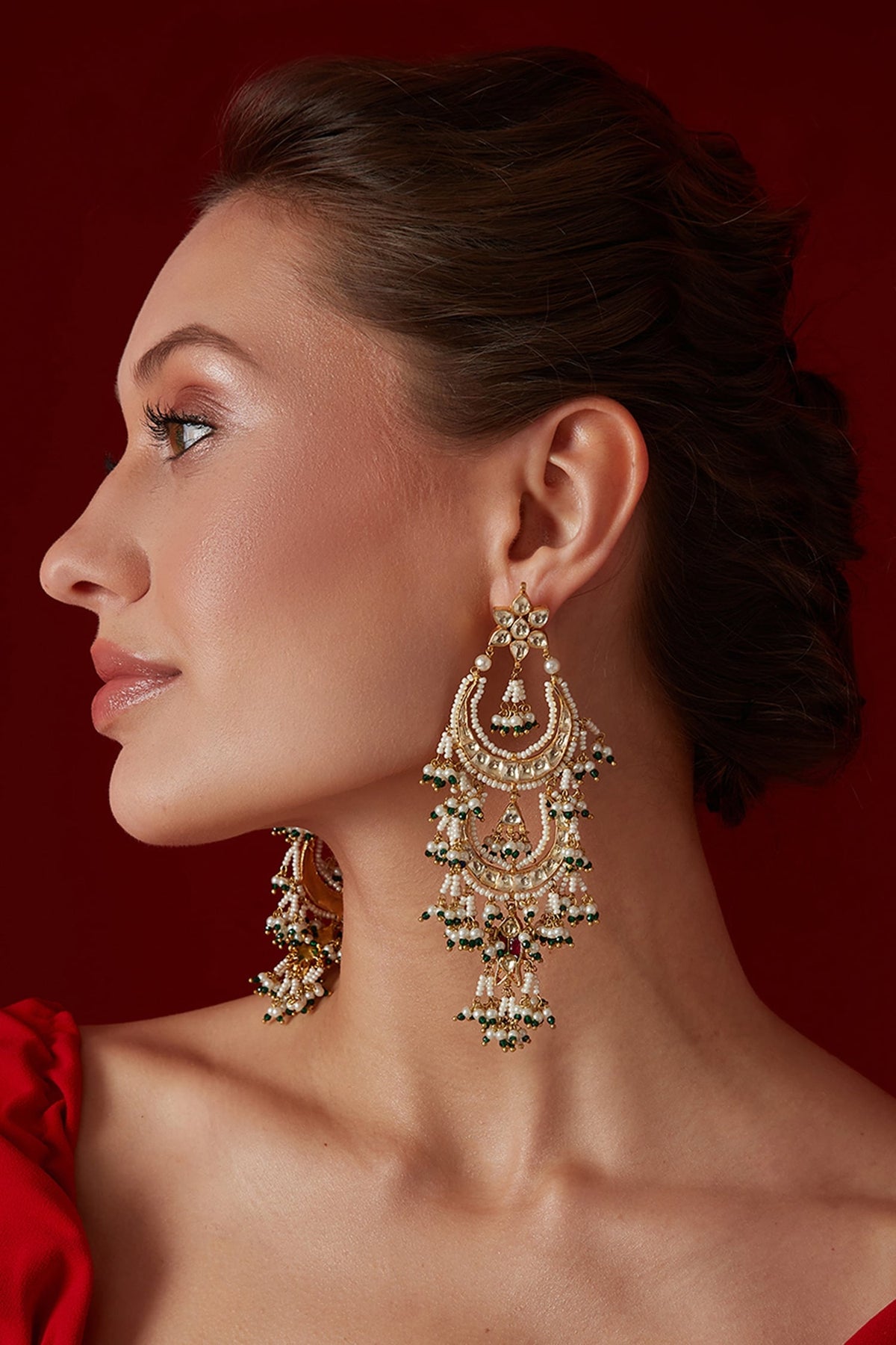 Kundan Embellished Long Earrings 