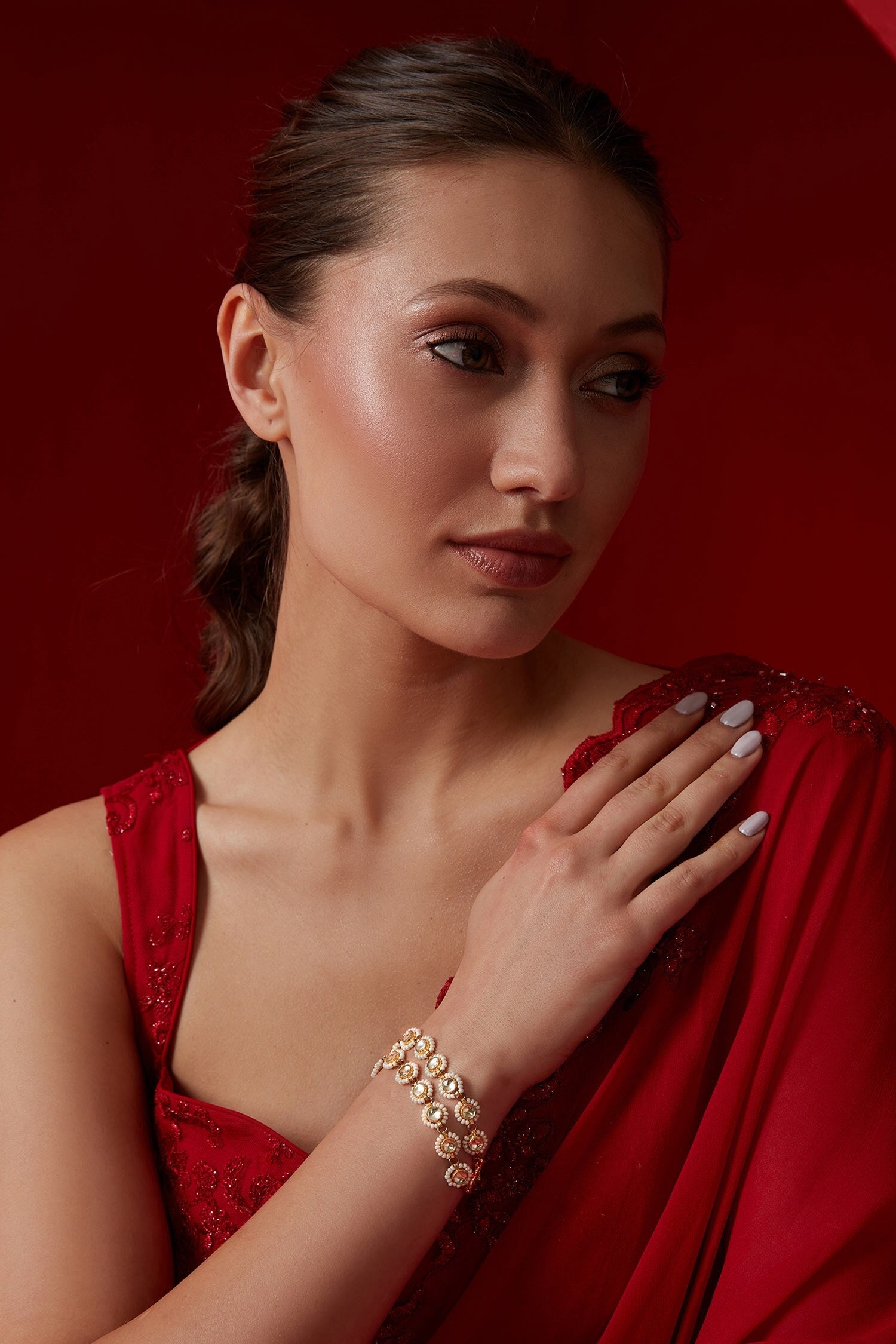 Kundan Pearl Embellished Bracelet 