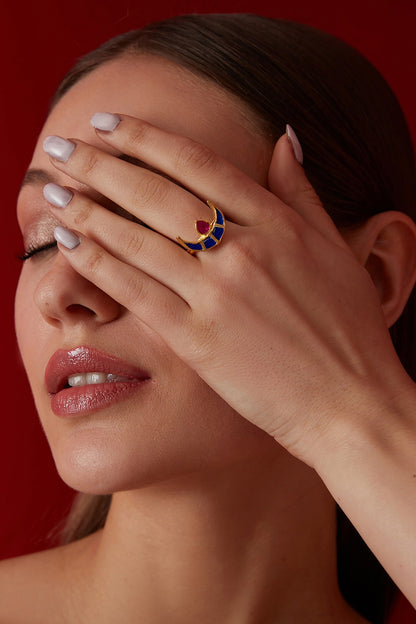 Crescent Kundan Ring 