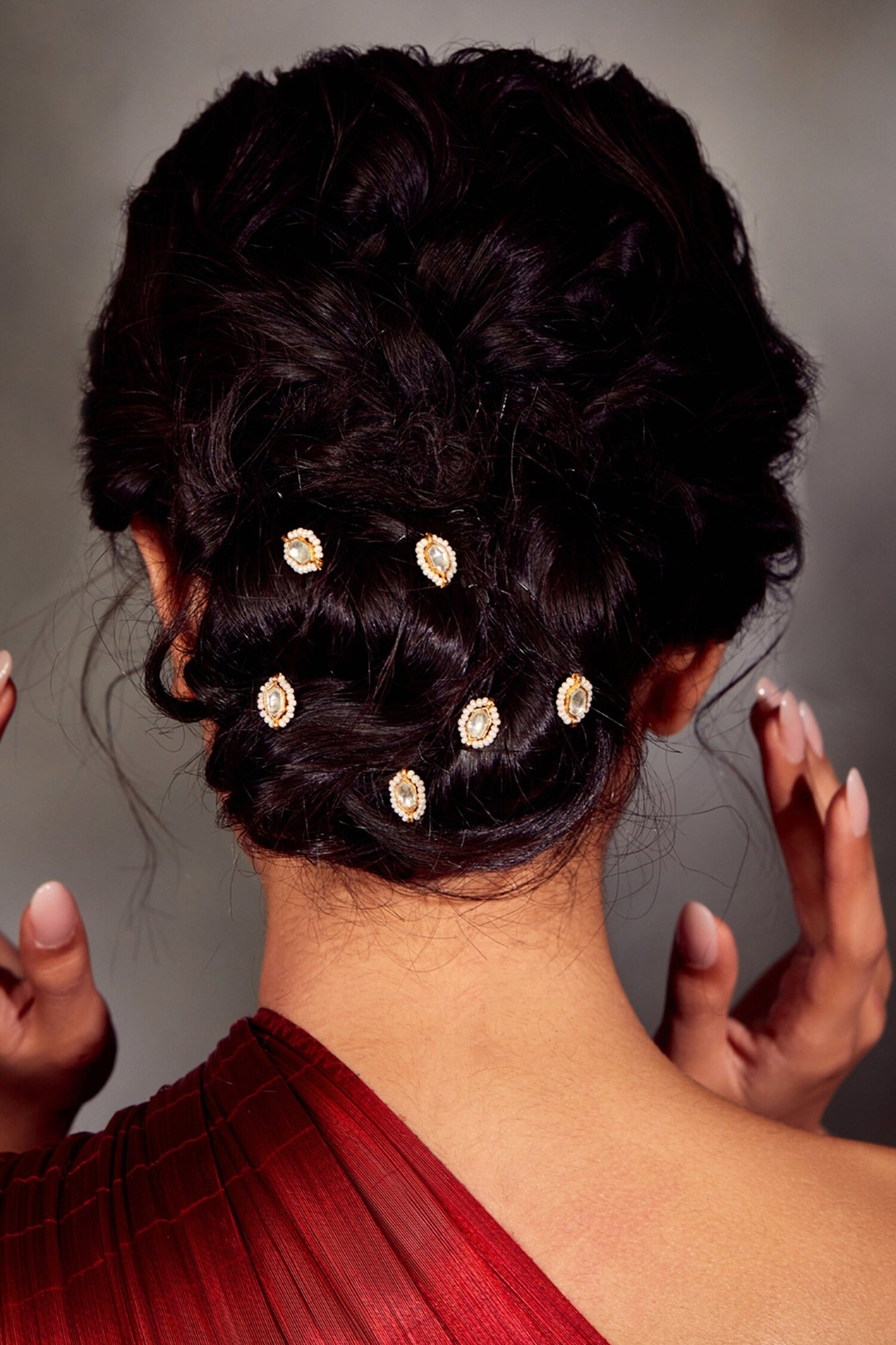 Kundan Pearl Braid Pins Set 