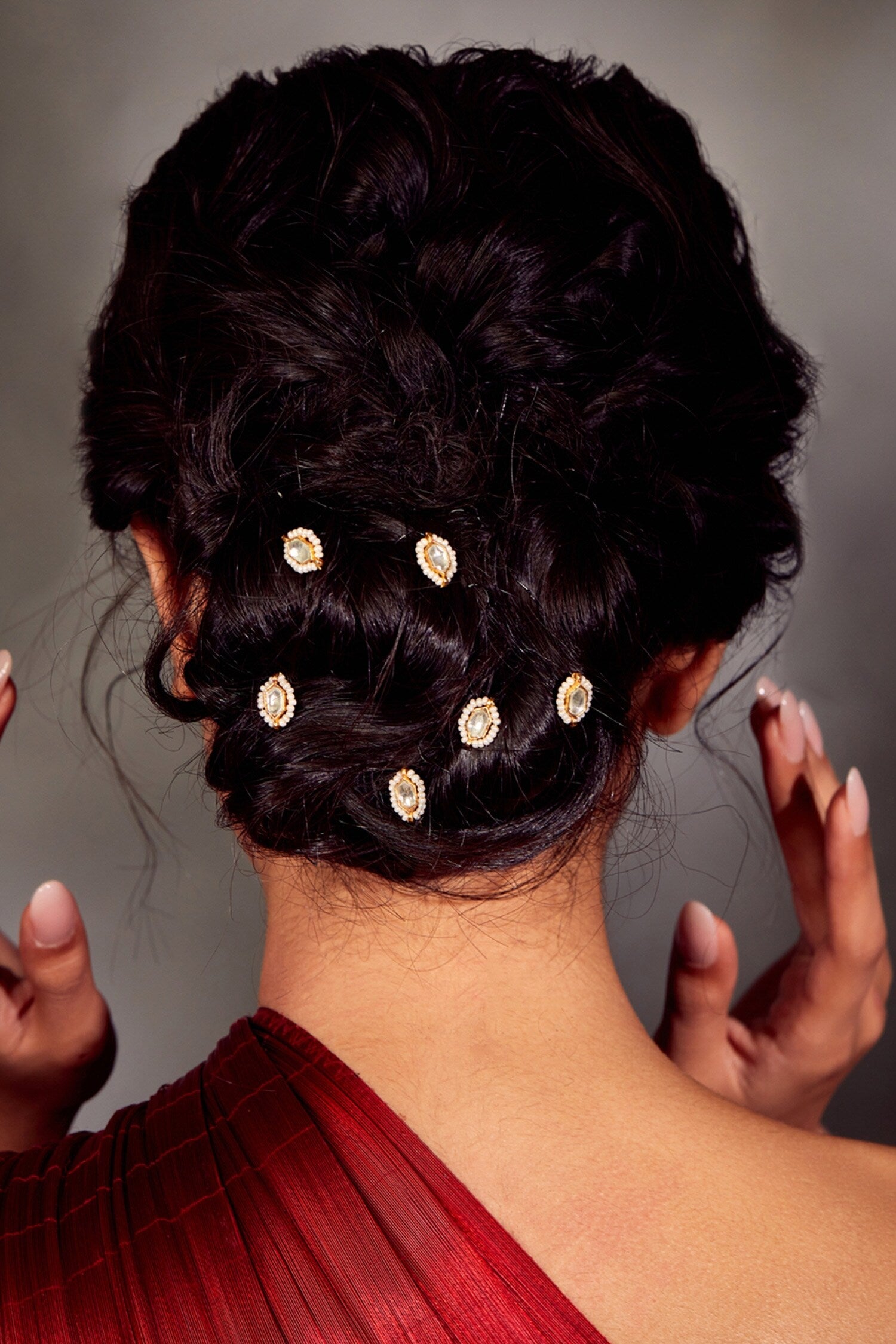 Kundan Pearl Braid Pins Set 