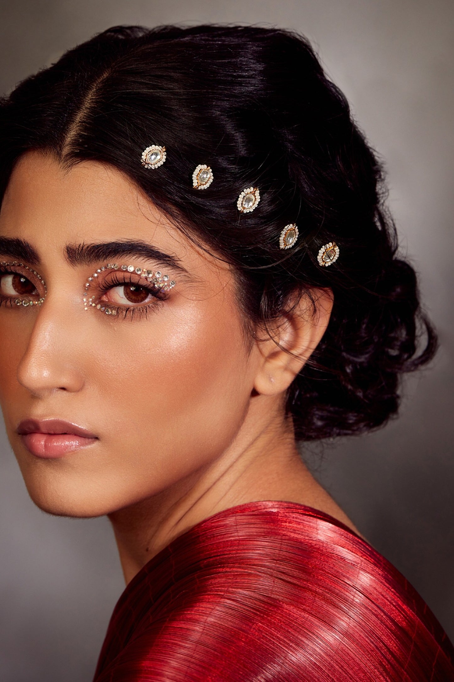 Kundan Pearl Braid Pins Set 