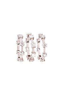 White Rhodium Finish Cubic Zirconia Ring In Sterling Silver