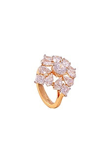 Gold Finish Pear-Cut Cubic Zirconia Ring In Sterling Silver