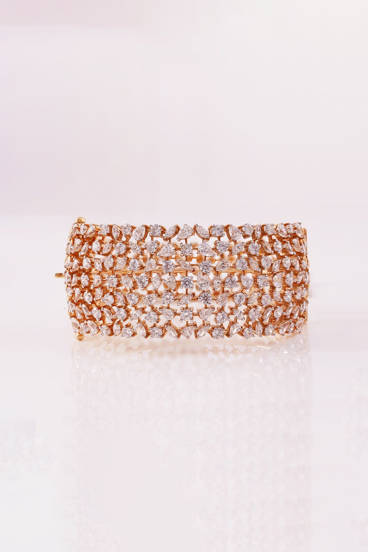 Gold Finish Cubic Zirconia Bracelet In Sterling Silver