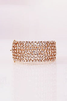 Gold Finish Cubic Zirconia Bracelet In Sterling Silver