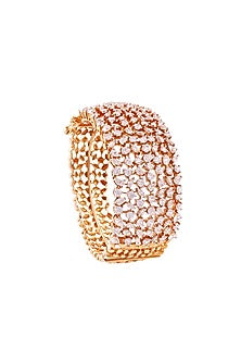 Gold Finish Cubic Zirconia Bracelet In Sterling Silver