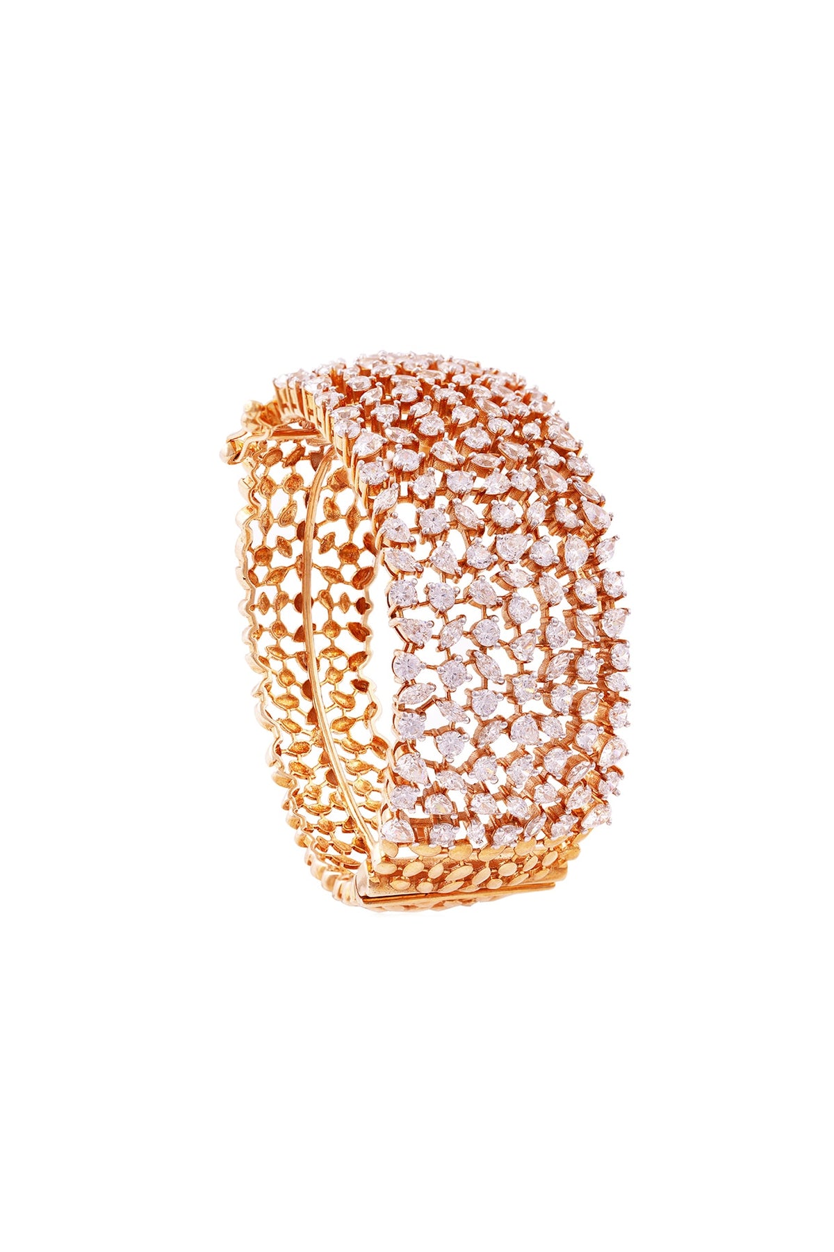 Gold Finish Cubic Zirconia Bracelet In Sterling Silver
