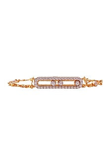 Gold Finish Cubic Zirconia Bracelet In Sterling Silver