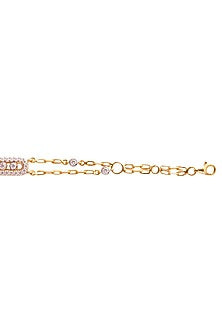Gold Finish Cubic Zirconia Bracelet In Sterling Silver