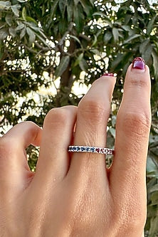 White Finish Multi-Colored Gemstone Ring In Sterling Silver