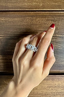 White Finish Diamond Ring In Sterling Silver