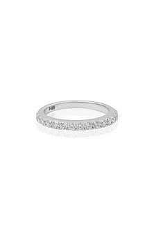 White Rhodium Finish Cubic Zirconia Ring In Sterling Silver