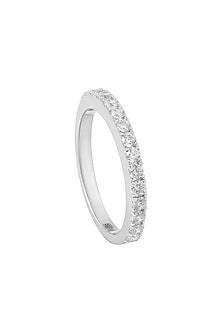 White Rhodium Finish Cubic Zirconia Ring In Sterling Silver